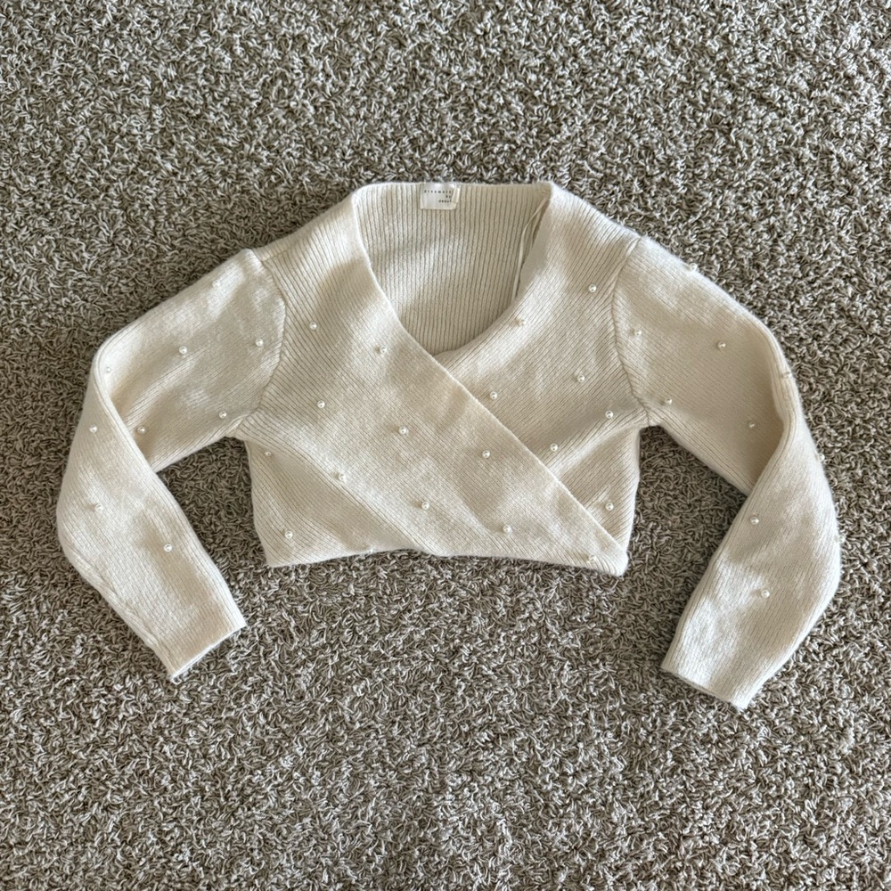 Dreamers Ivory Knit Sweater with Pearl Details